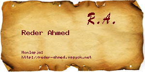 Reder Ahmed névjegykártya